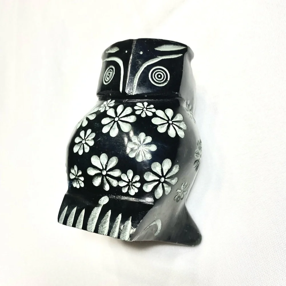 Figurine OWL Carved Black 4